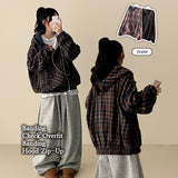 Ube Cozy Color High Neck Wool Checkhood Zip-Up