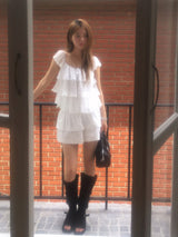 Pintuck tiered mini skirt