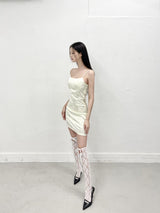 1110. Jacquard satin sleeveless mini ops (2color)