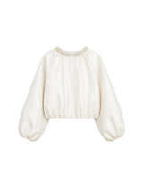 [PRE-FALL] Celie Pearl Trim Balloon Sleeve Zip-Up Blouson Ivory