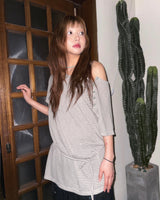 (3color) Sheer Stripe Loose Fit Soft Short Sleeve Tee