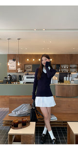 Navy Blue Collar Shirt Dress