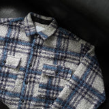 CR レオン ウール タータンチェック クロップド シャツ ジャケット (2 色)