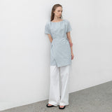 (OP-6265)EMBO STRAP MIINI WRAP DRESS