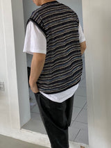 Net see-through dangara v neck knit vest 2C