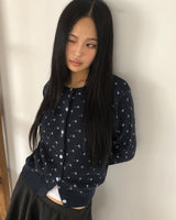The Ring Flower Round Neck Long Sleeve Knit Cardigan