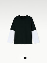 カラーブロックレイヤードベーシックロングスリーブ2C