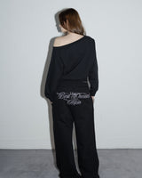 Studded One-shoulder Sweatshirt Black