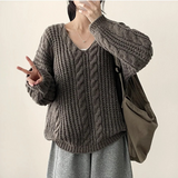 ジュニシックツイストVネックルーズフィットニットウェア