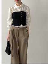 High-Neck Belted Balloon Fit Blouse