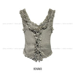 Rieti lace 斜めボタンクロップノースリーブ