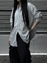 [unisex] オーバーフィットストライプシャツ (2color)