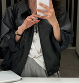 Rib Leather Blouson Jumper / 2 colors