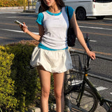 リブジャージーレタリングノースリーブTシャツ