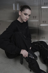 [MADE / unisex ] レザーロゴパッチスウェットシャツ
