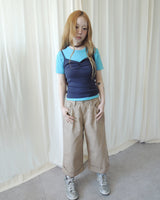 HERRINGBONE ROLL-UP BUCKLE PANTS