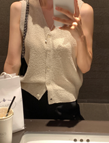 Rear V-neck Sleeveless Knit / 3 colors