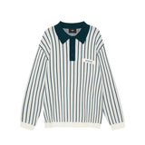 STRIPED POLO SWEATER