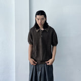Muted Grid Knit Short Sleeve Top