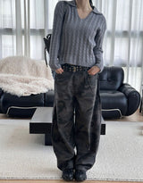 [F/W] Cable v neck kara crop knit(4color)