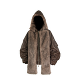 RELABEL Spatial Relations (Sun Shadow) Detachable, Adaptable Scarf Hood Full-Wool Pleated Leather MA-1 Pilot Jacket
