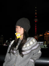Shirring Ribbon String Knit Beanie (2color)