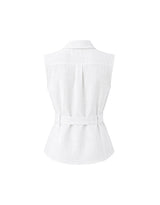 セリーヌドットスカーフリネンスリーブレスブラウス White