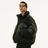 reversible wrinkles nylon high neck puffer