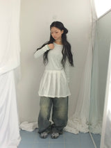 line and pleated dress