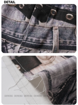 print patch denim hip skirt