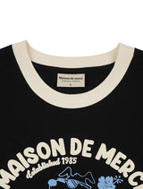 UNISEX オーバーフィットパピーサーフィンリンガーショートスリーブT　ブラック(FCE2TS401M)