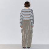 Stripe crop kara top Blue/brown
