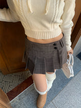 ラップチェックプリーツミニスカート