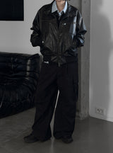 (unisex) Lumiere Overfit Leather Jacket