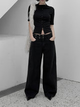 Machi Snap Adjust Incision Black Denim