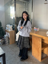 Cupid Check Banding Midi Skirt
