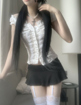 Pinia low-waist flare skirt (black)