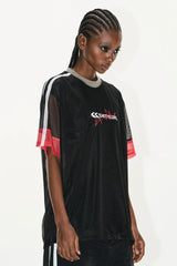 カラーブロックメッシュパネルスポーツTシャツ