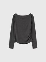 DRAPE SHIRRING LONG SLEEVE T-SHIRT