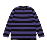 Striped Round Long Sleeve T-Shirts BK/PU