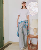 Shirring Nylon Straight Pants - Grey