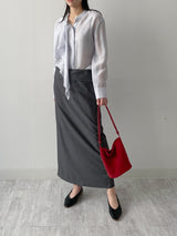 Ruffle Tencel See-through Blouse