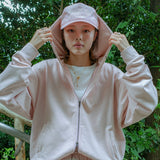 nsn ロゴジップアップフーディー -ピンク-