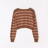 Stripe crop kara top Pink/brown