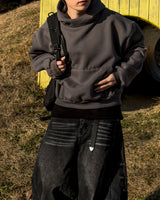 Urban crop high-neck fleece hoodie