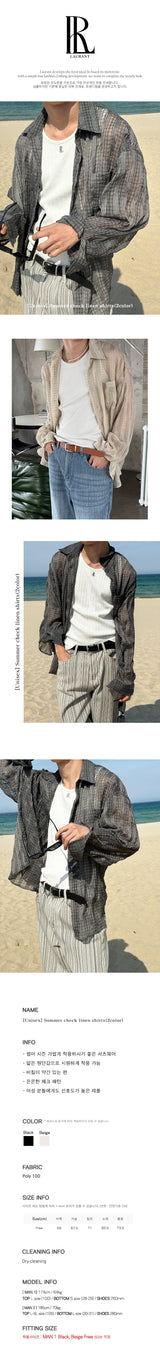 [Unisex] Summer check linen shirts(2color)