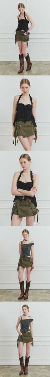 TINA BUCKLE CARGO SKIRT khaki