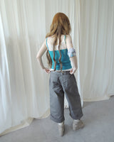 HERRINGBONE ROLL-UP BUCKLE PANTS