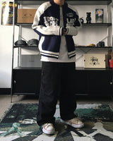 RM Nine lettering color combination knit zip-up (3C)