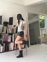 Tilshu half low washed denim short pants